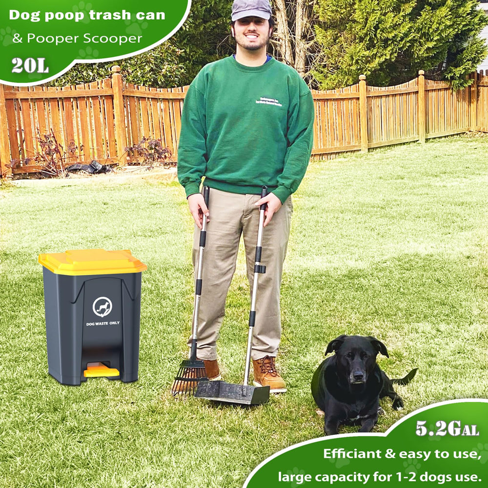 Pestairs pooper scooper with large shovel enables quick pickups.