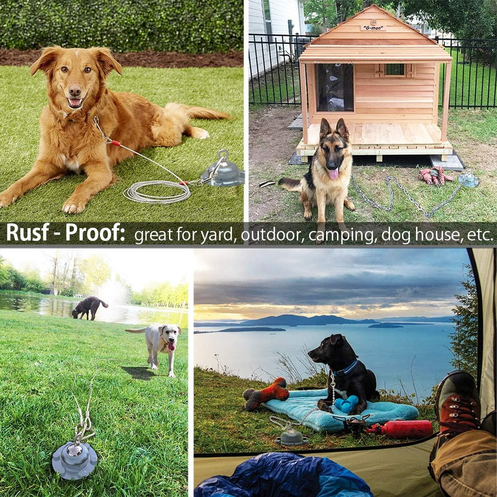 Pestairs visible red cable and stake enhance safety during outdoor activities.