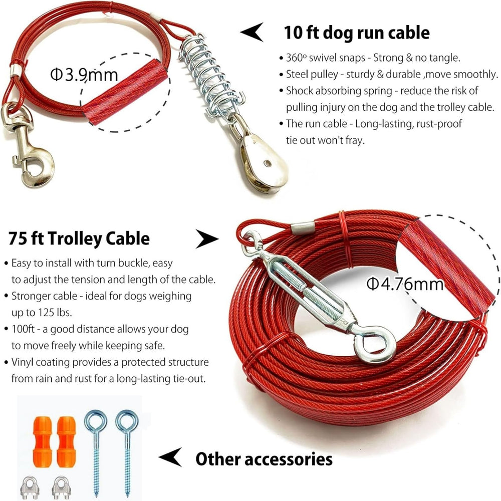 Pestairs weatherproof-dog-trolley-system example shows reliable outdoor use in rain or sun.