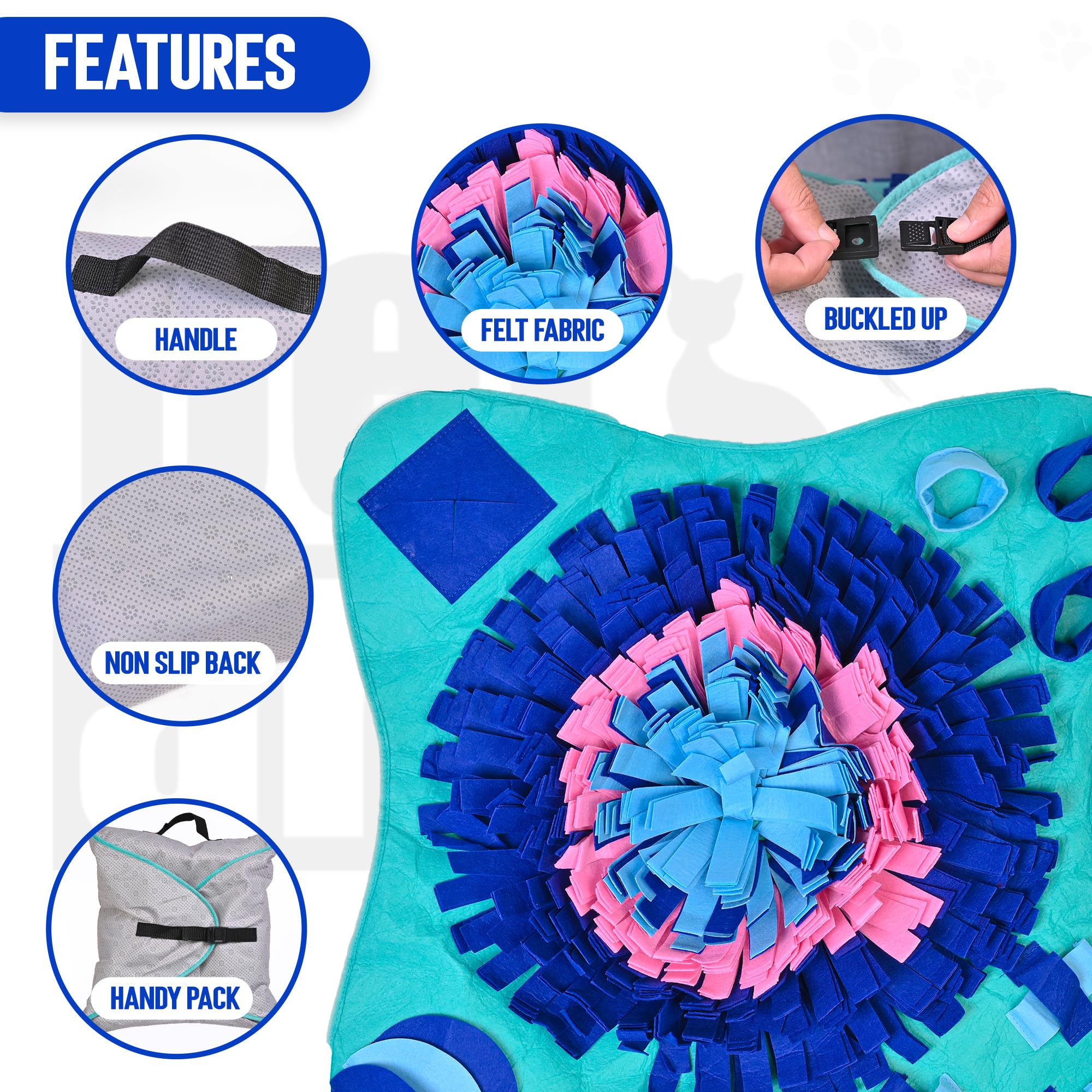 PET ARENA Snuffle Mat close-up hides treats to stimulate scent and curiosity.
