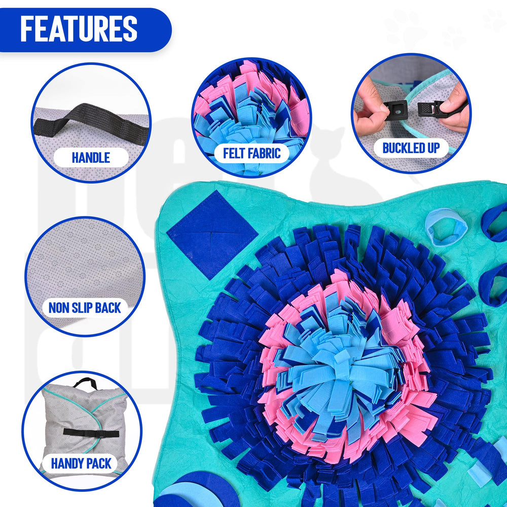 PET ARENA Snuffle Mat close-up hides treats to stimulate scent and curiosity.
