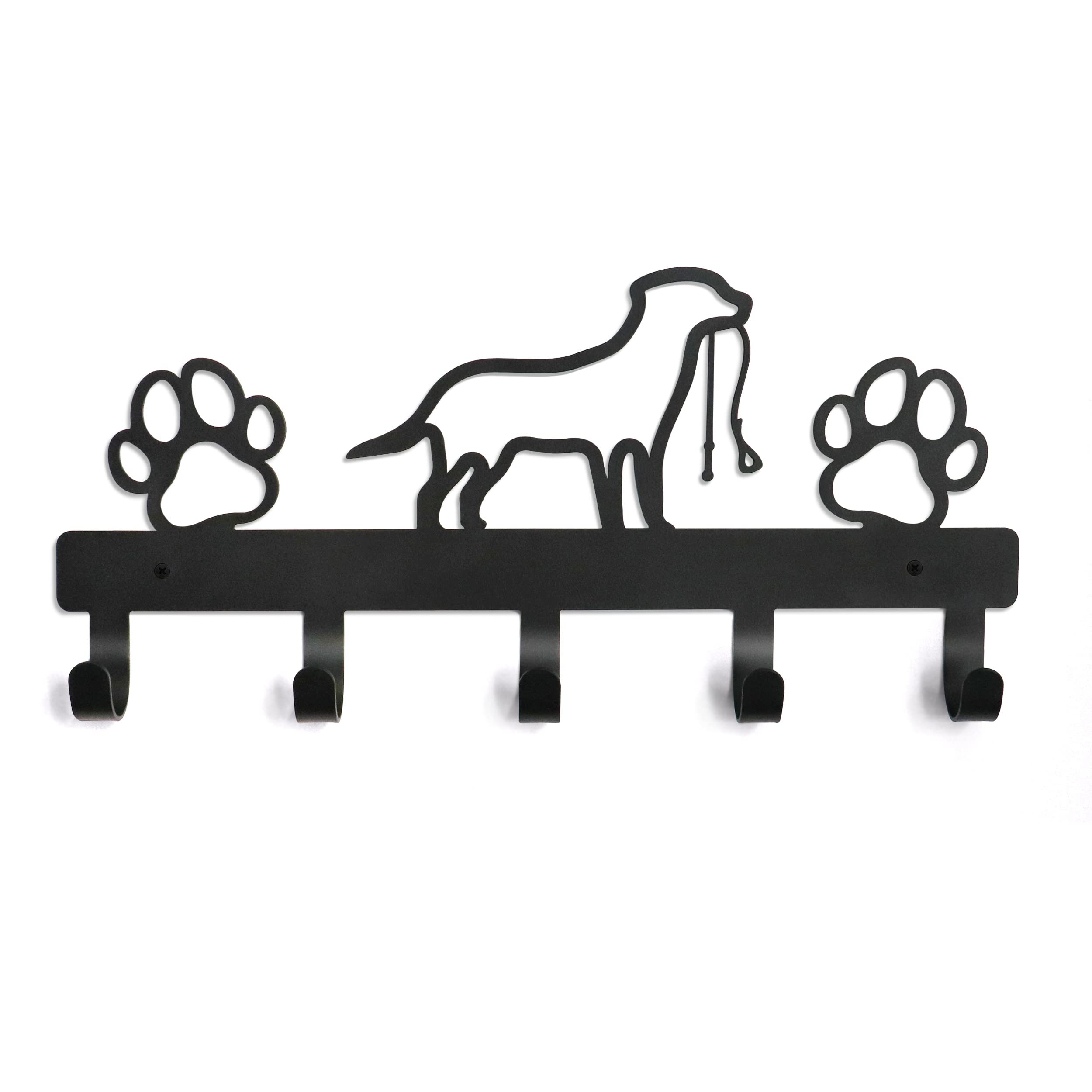 PET ARTIST dog leash holder wall-mounted with five hooks keeps leashes organized and accessible.