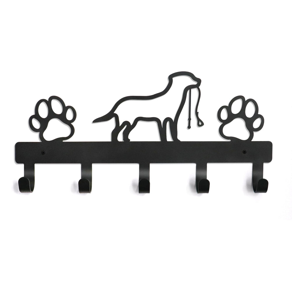 PET ARTIST dog leash holder wall-mounted with five hooks keeps leashes organized and accessible.