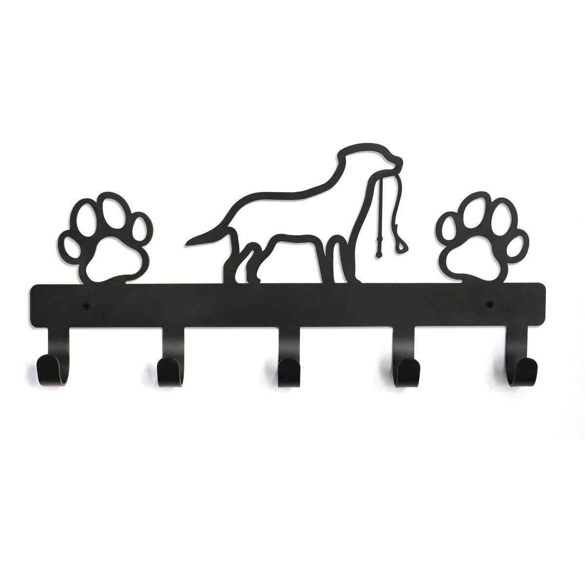 PET ARTIST dog leash holder wall-mounted with five hooks keeps leashes organized and accessible.