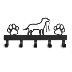 PET ARTIST dog leash holder wall-mounted with five hooks keeps leashes organized and accessible.