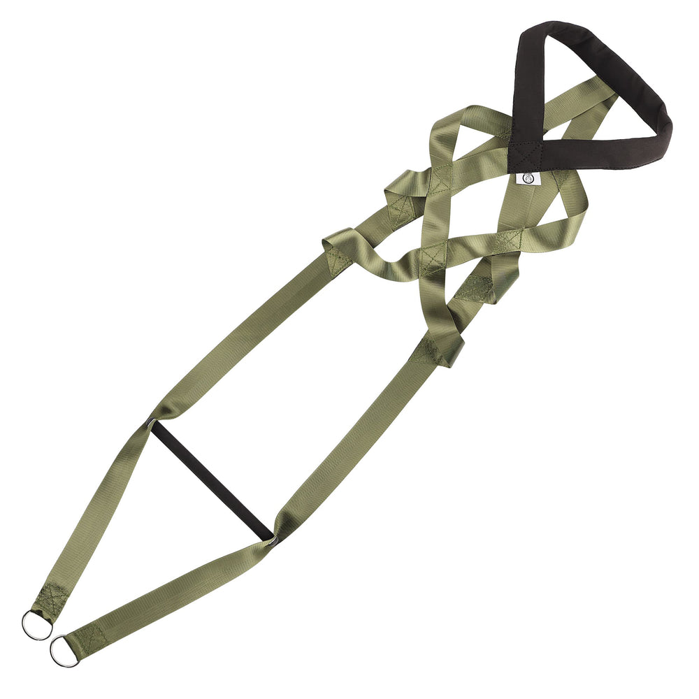 PET ARTIST dog sled harness green side view for calm pulling and training sessions.
