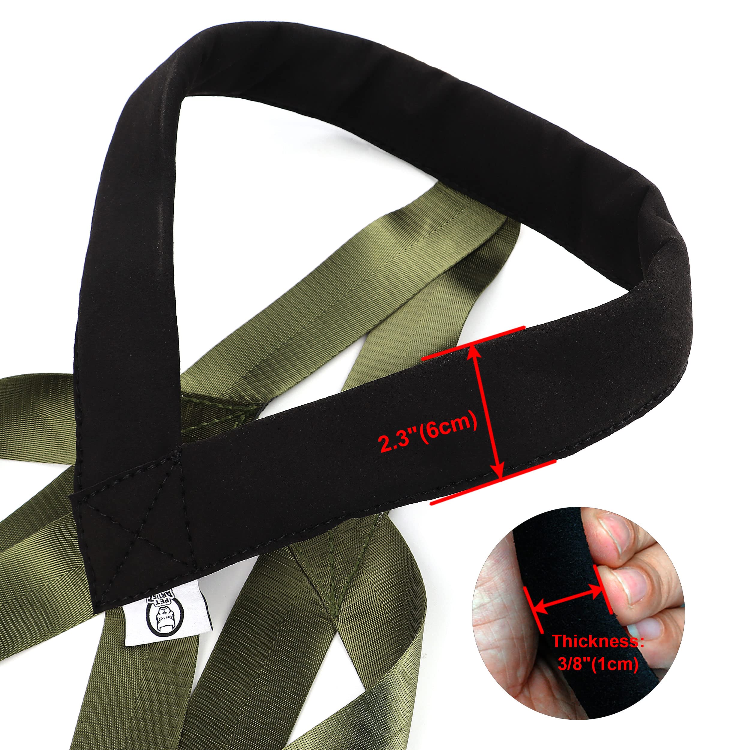 PET ARTIST dog sled harness green top view supports even weight distribution.