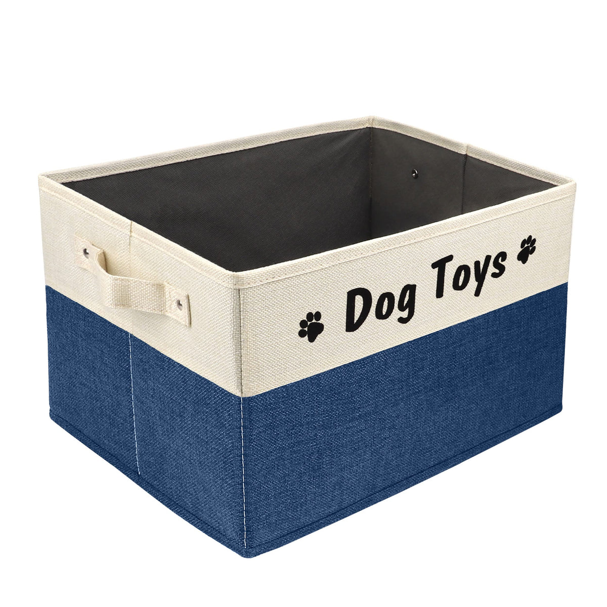 PET ARTIST dog toy basket front view demonstrates easy toy access and neat living room storage.