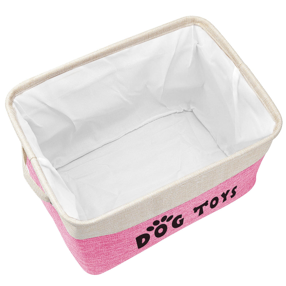 PET ARTIST easy-clean dog toy bin wipes clean with a damp cloth.
