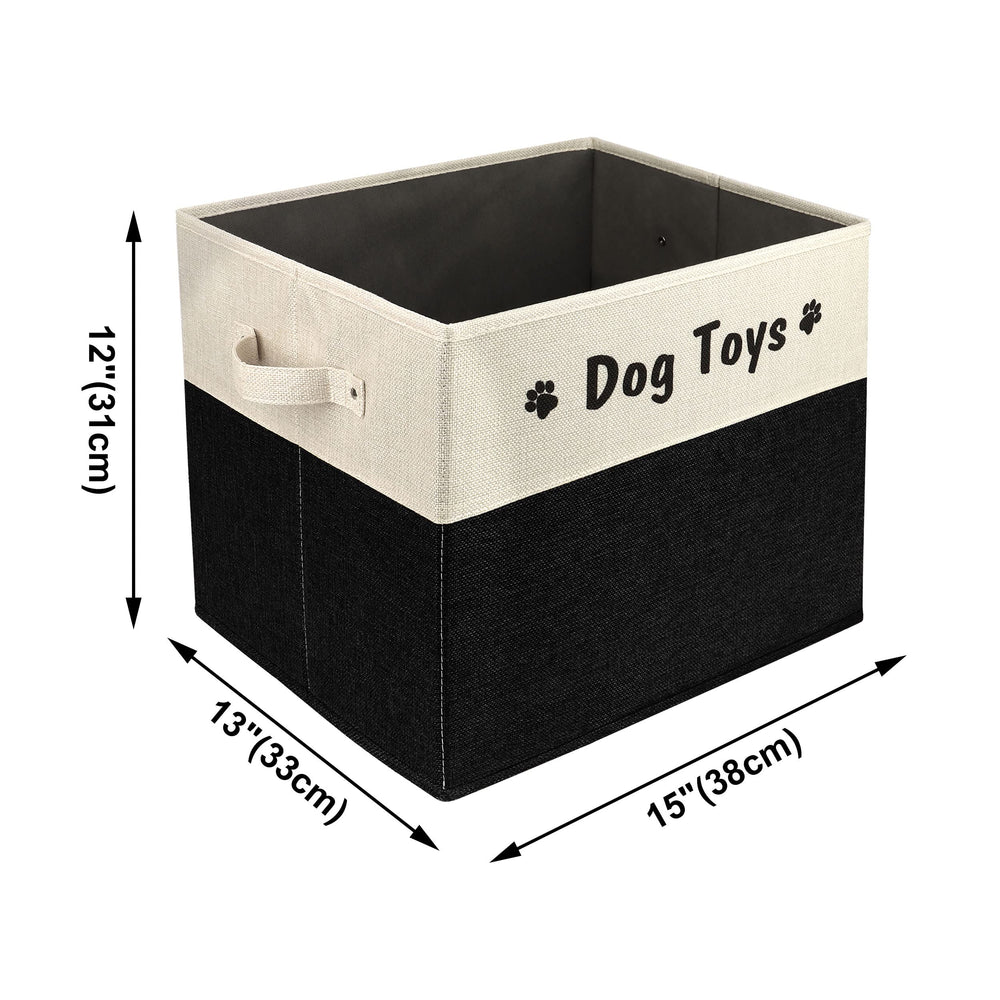 PET ARTIST foldable dog toy bin side view showing convenient side handles for relocation.