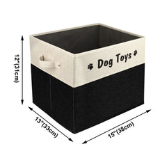 PET ARTIST foldable dog toy bin side view showing convenient side handles for relocation.