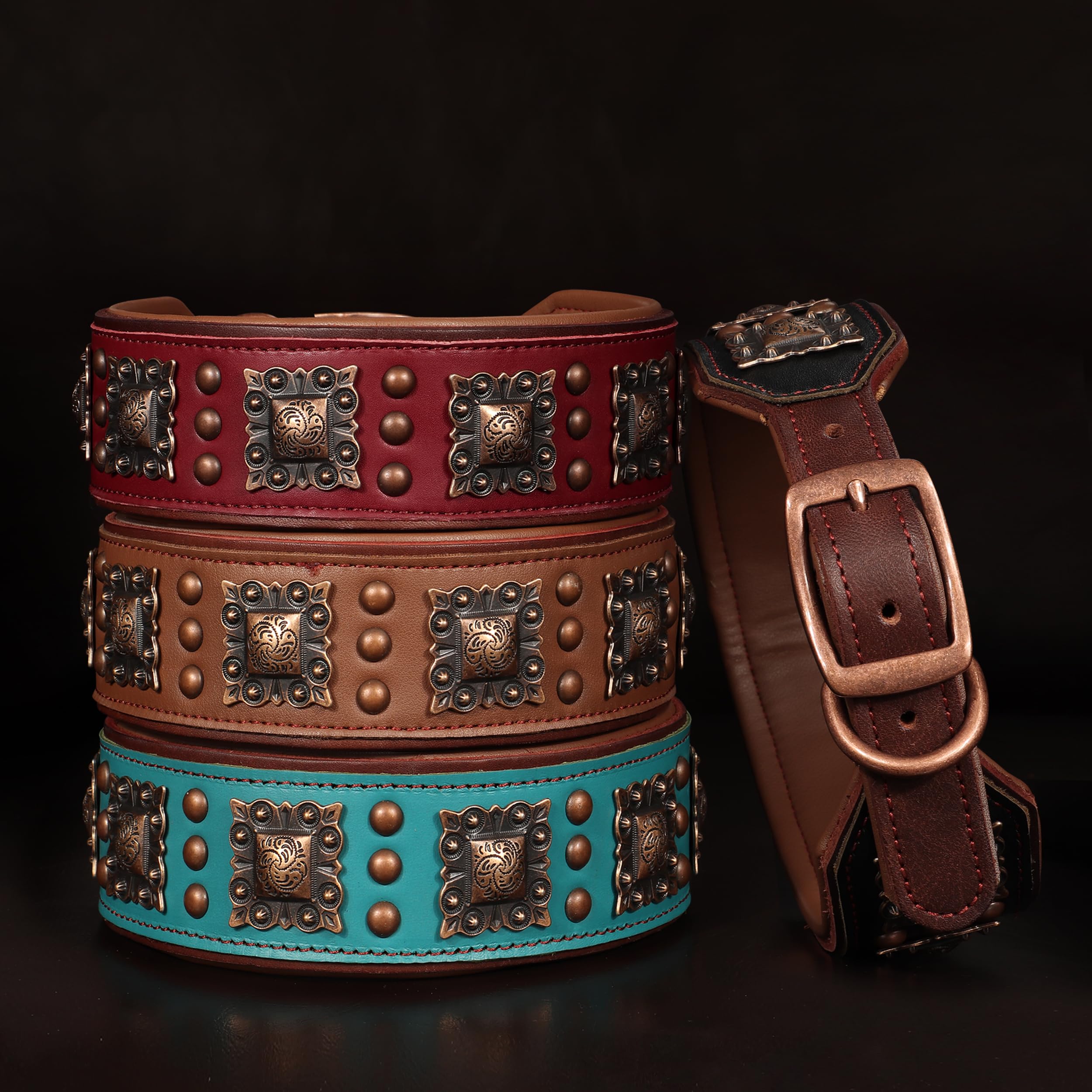 PET ARTIST medieval-inspired rivets highlight robust studded hardware.