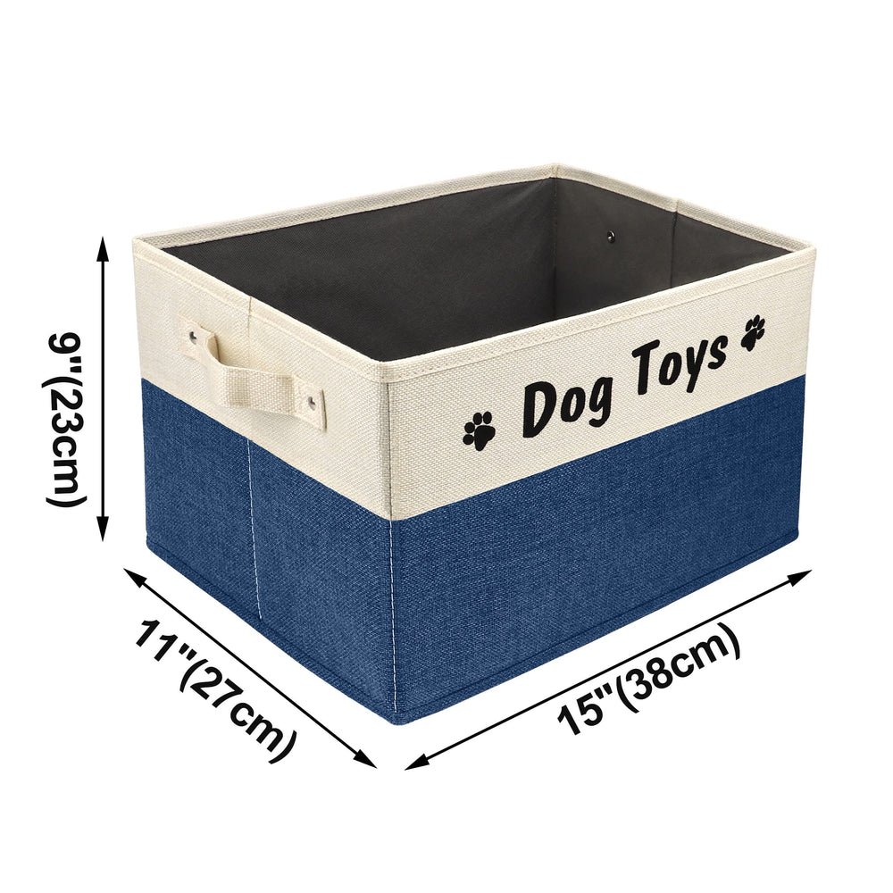 PET ARTIST navy blue dog toy bin in living room complements decor while organizing gear.
