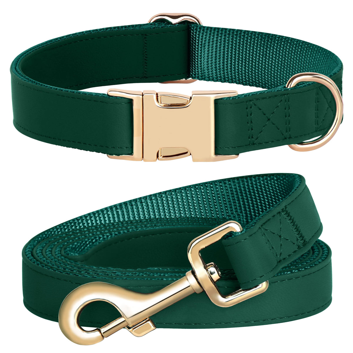 PET ARTIST Christmas Green soft PU leather collar for daily comfort.