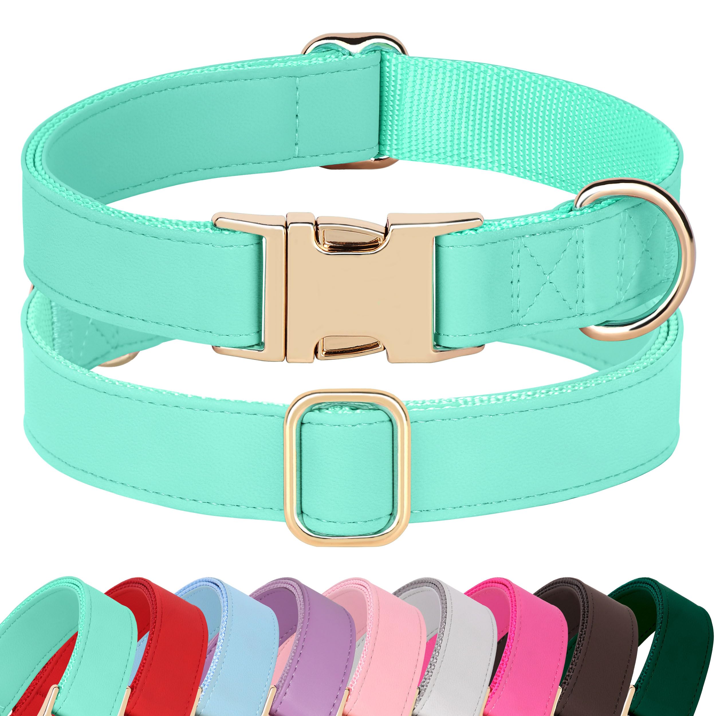 PET ARTIST Soft PU Leather Dog Collar with bright colors for everyday wear.