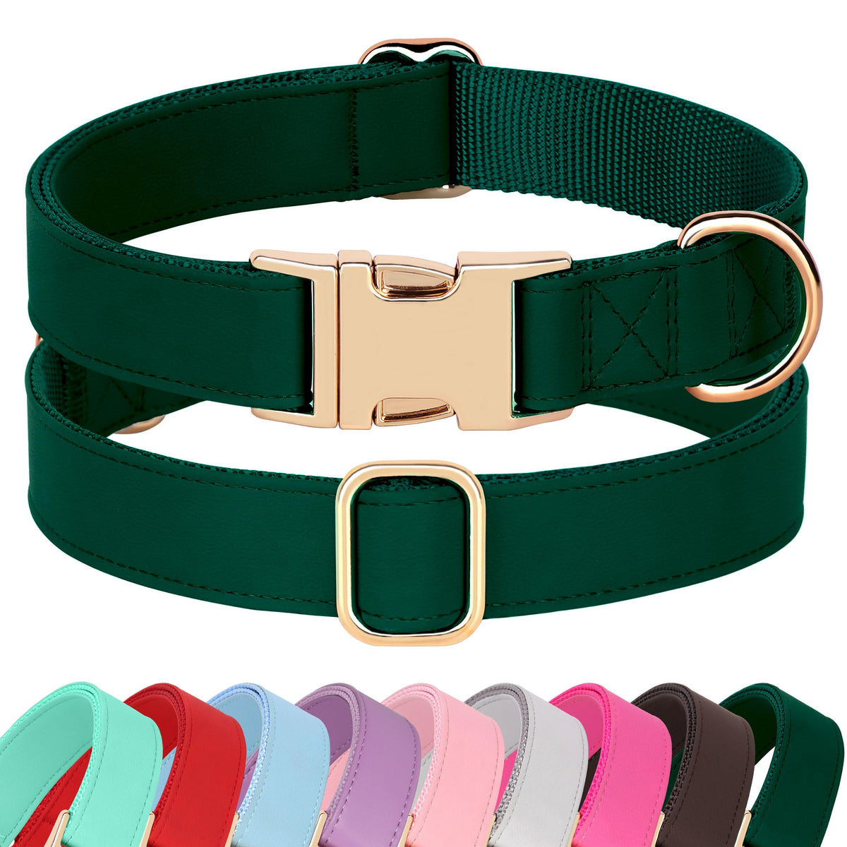 PET ARTIST soft PU leather dog collar in bright colors for everyday comfort
