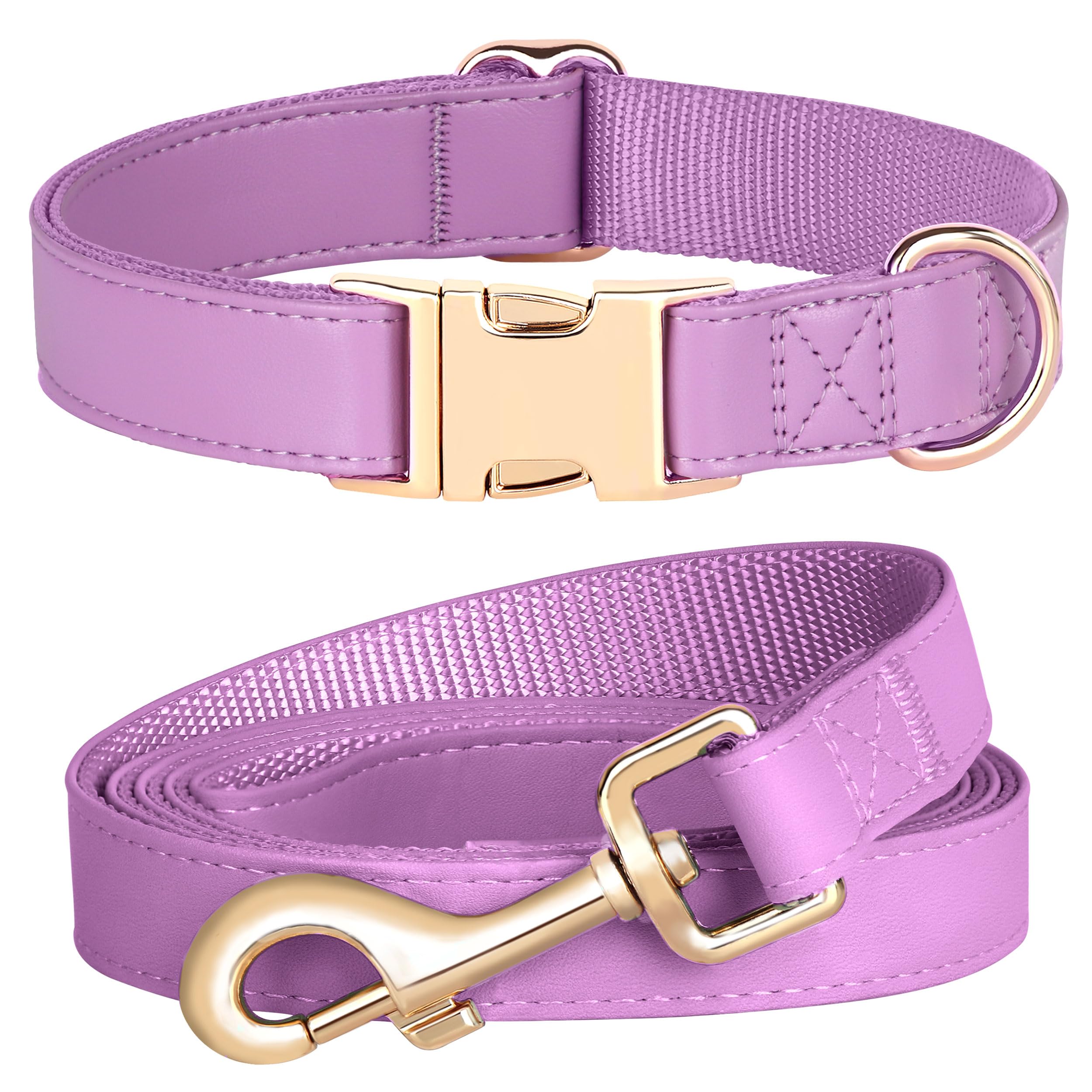 PET ARTIST soft PU leather dog collar purple detail showing smooth texture and buckle