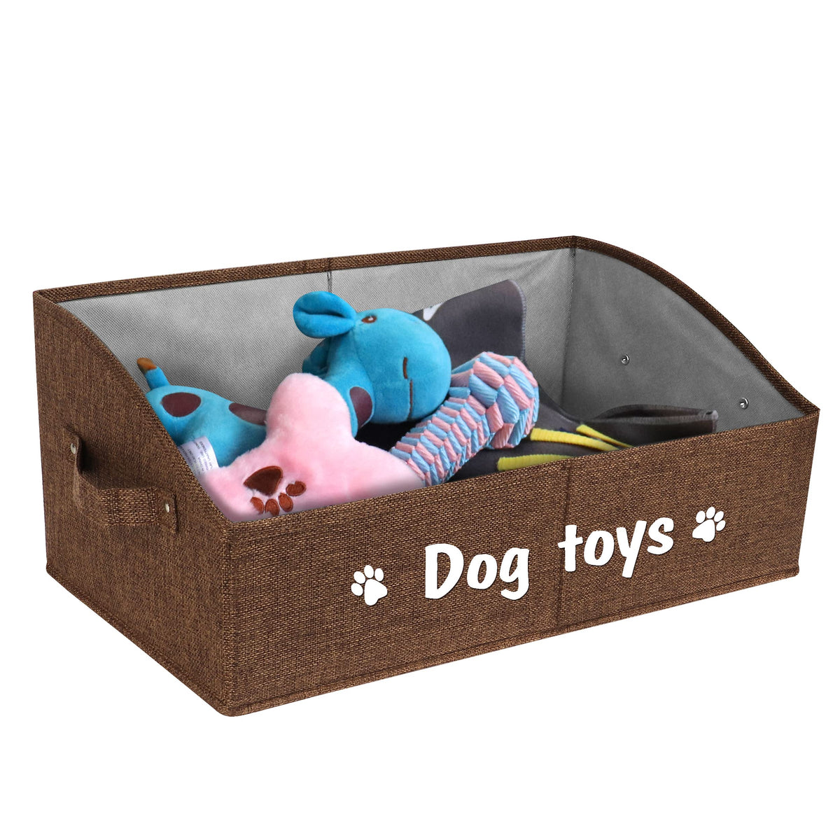 PET ARTIST sturdy collapsible dog toy storage basket front view for tidy living spaces
