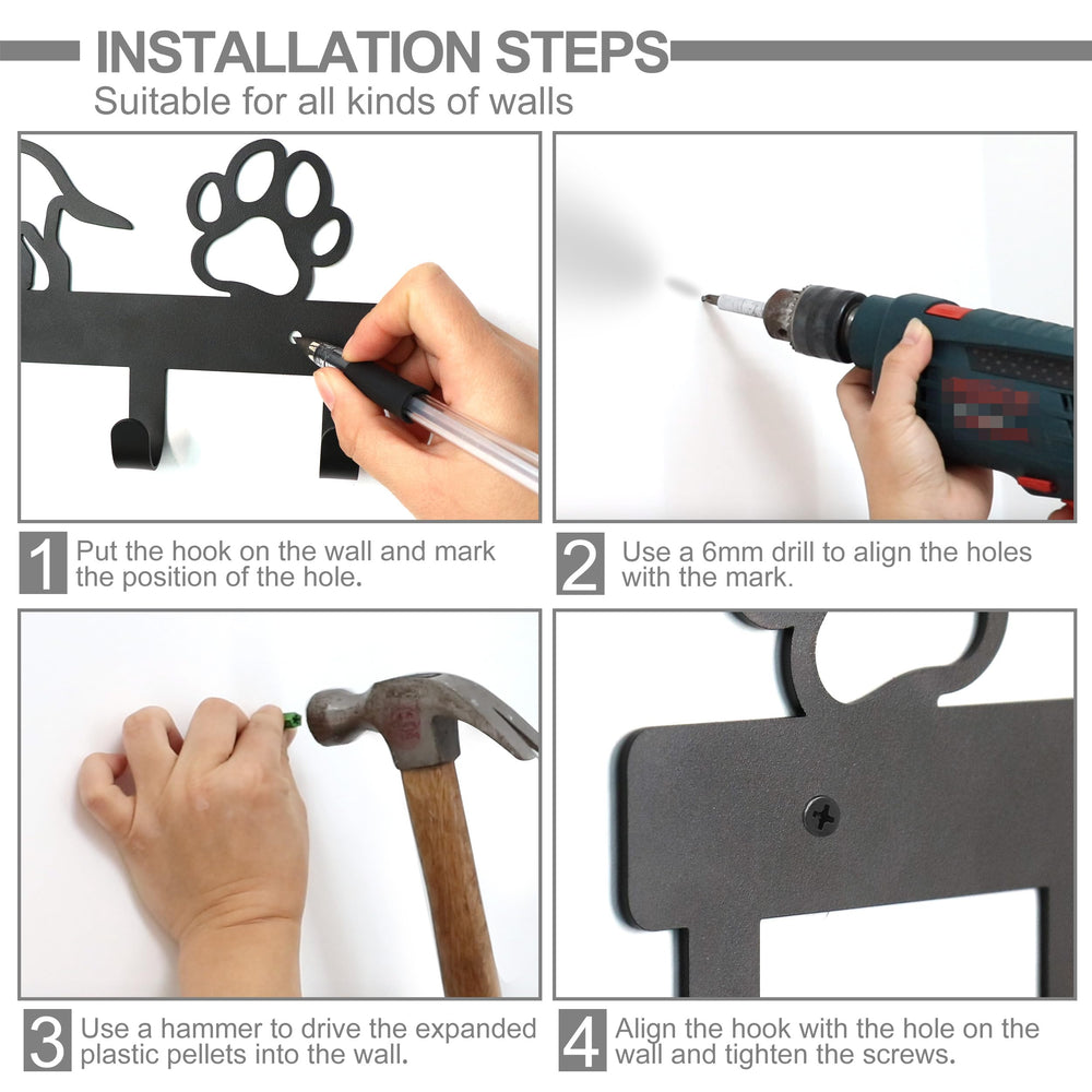 PET ARTIST wall-mount leash organizer setup near entryway for quick access.
