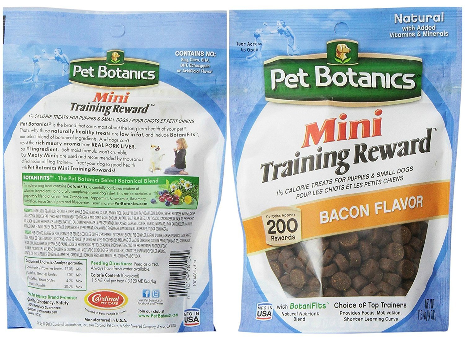 Pet Botanics Mini Training Rewards beef treats for focused training.