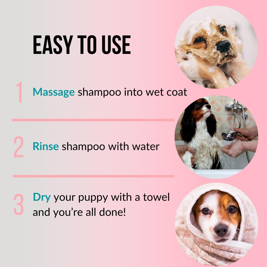 PET CARE Sciences Tearless Puppy Conditioner bottle demonstrates dual-action coat and skin care.