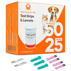 Pet Control HQ glucose test strip closeup—lab-accurate readings from a small blood sample.