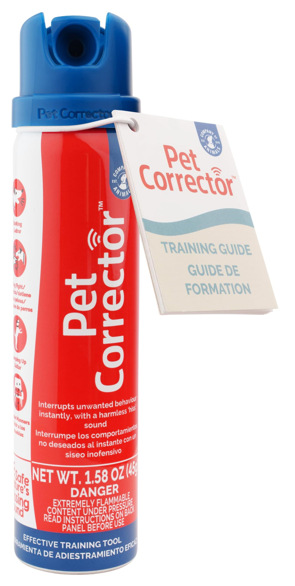 Pet Corrector bottle showing a 50ml spray for humane dog training