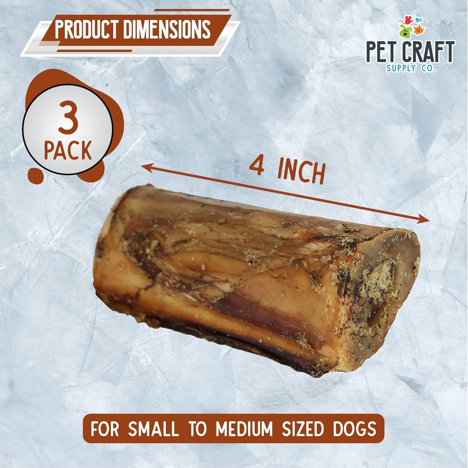 Pet Craft Supply Buffalo Marrow Bones meat-on-bone detail highlights natural, protein-rich chew.