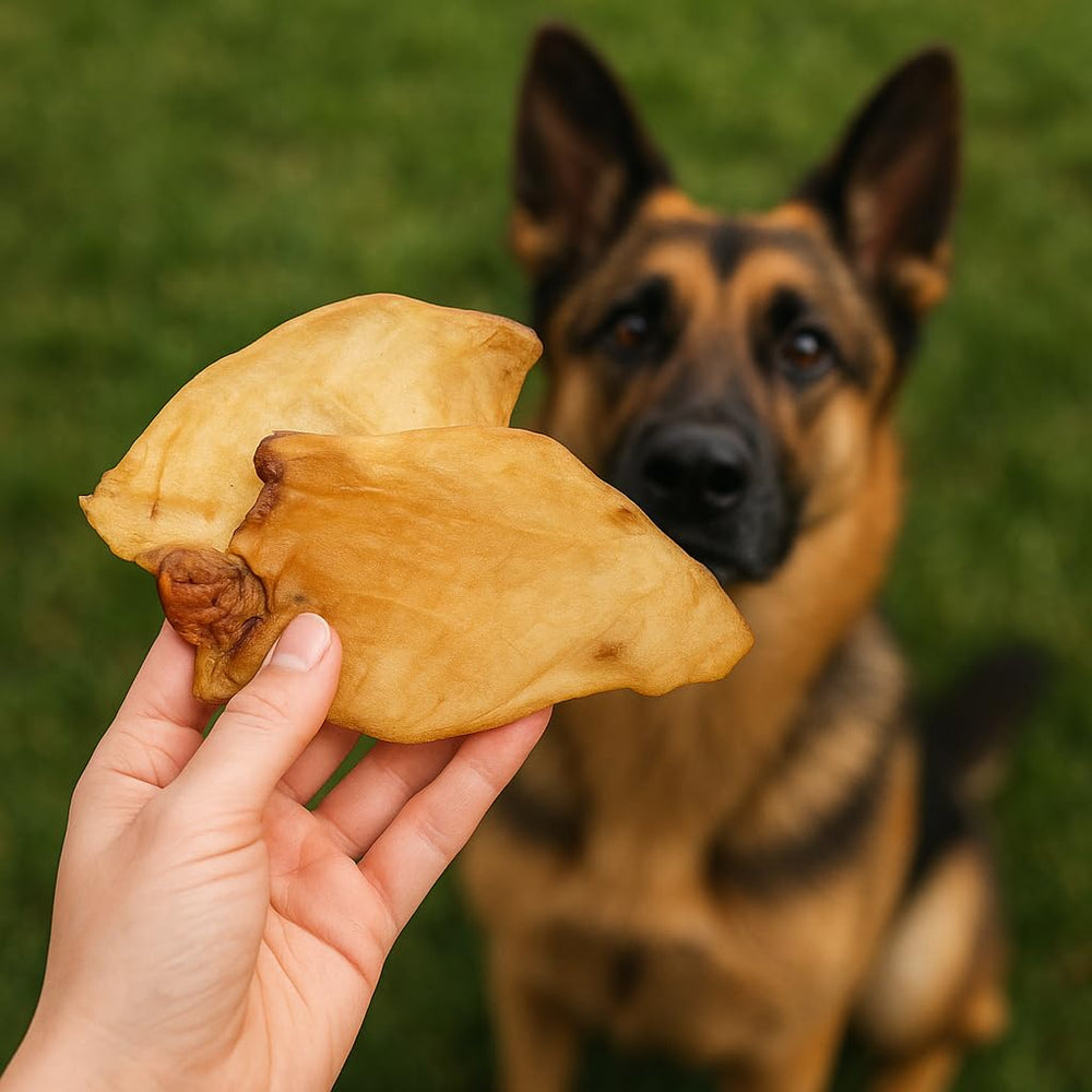 Pet Craft Supply water buffalo ear in dog chew scene shows safe, long-lasting entertainment