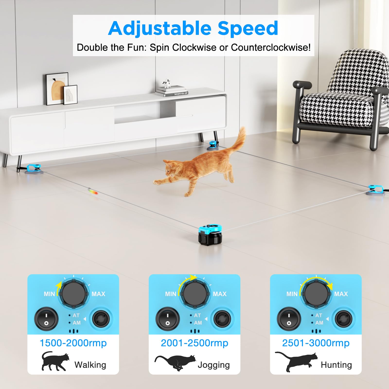 Pet Deluxe cat toy in remote-control mode for hands-off play