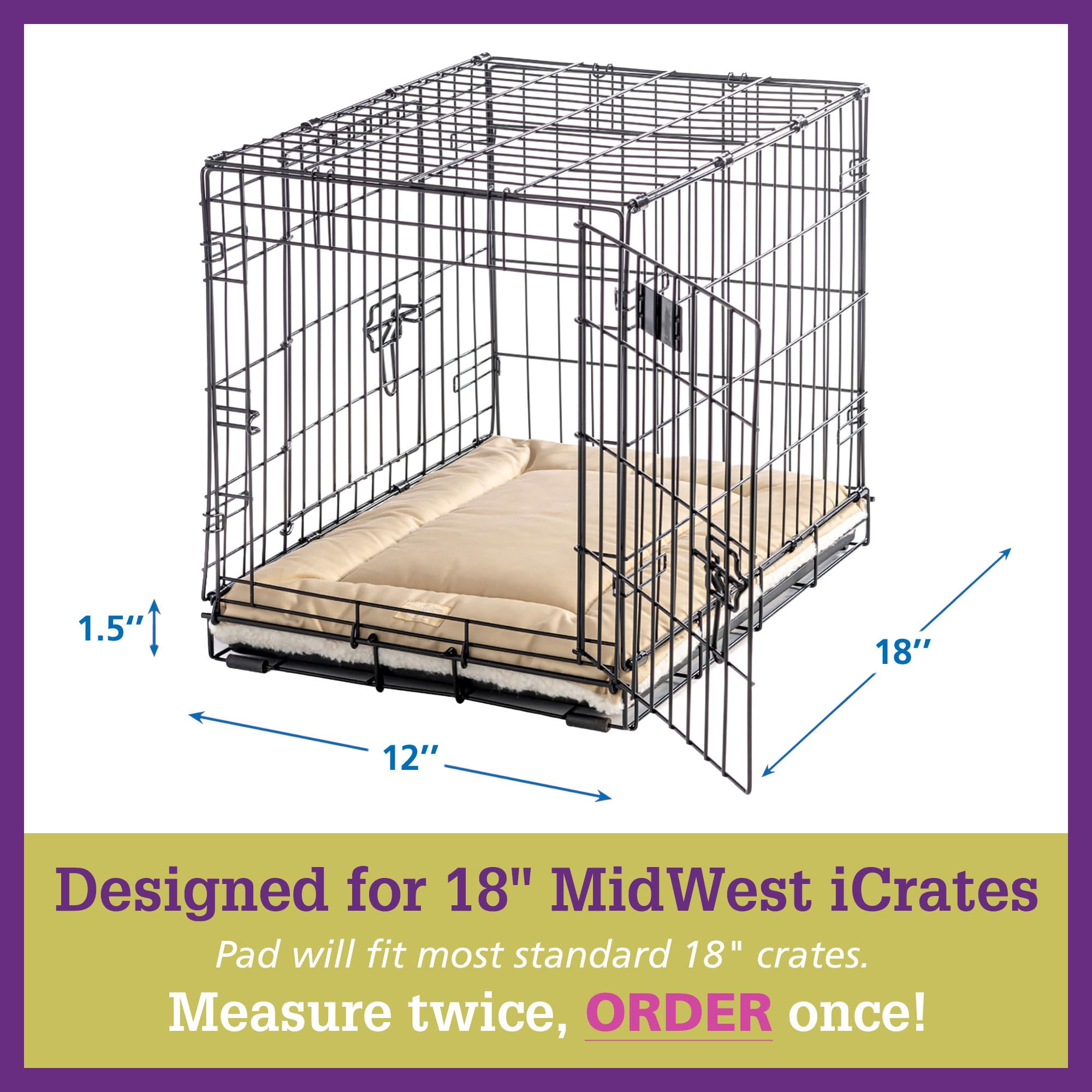 Pet Dreams cotton denim tan pad offers natural comfort.