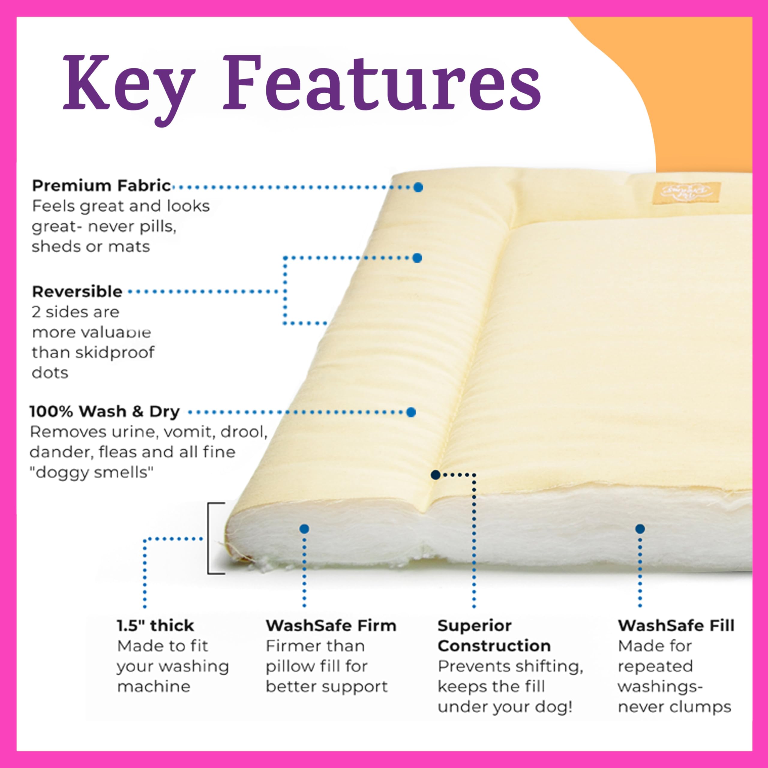 Pet Dreams dog crate pad cream — plush surface and easy cleaning.