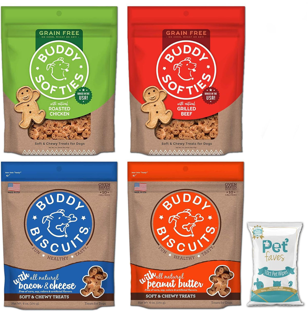 Pet Faves Buddy Biscuits grain-free grilled beef 5 oz bag for tasty training chews