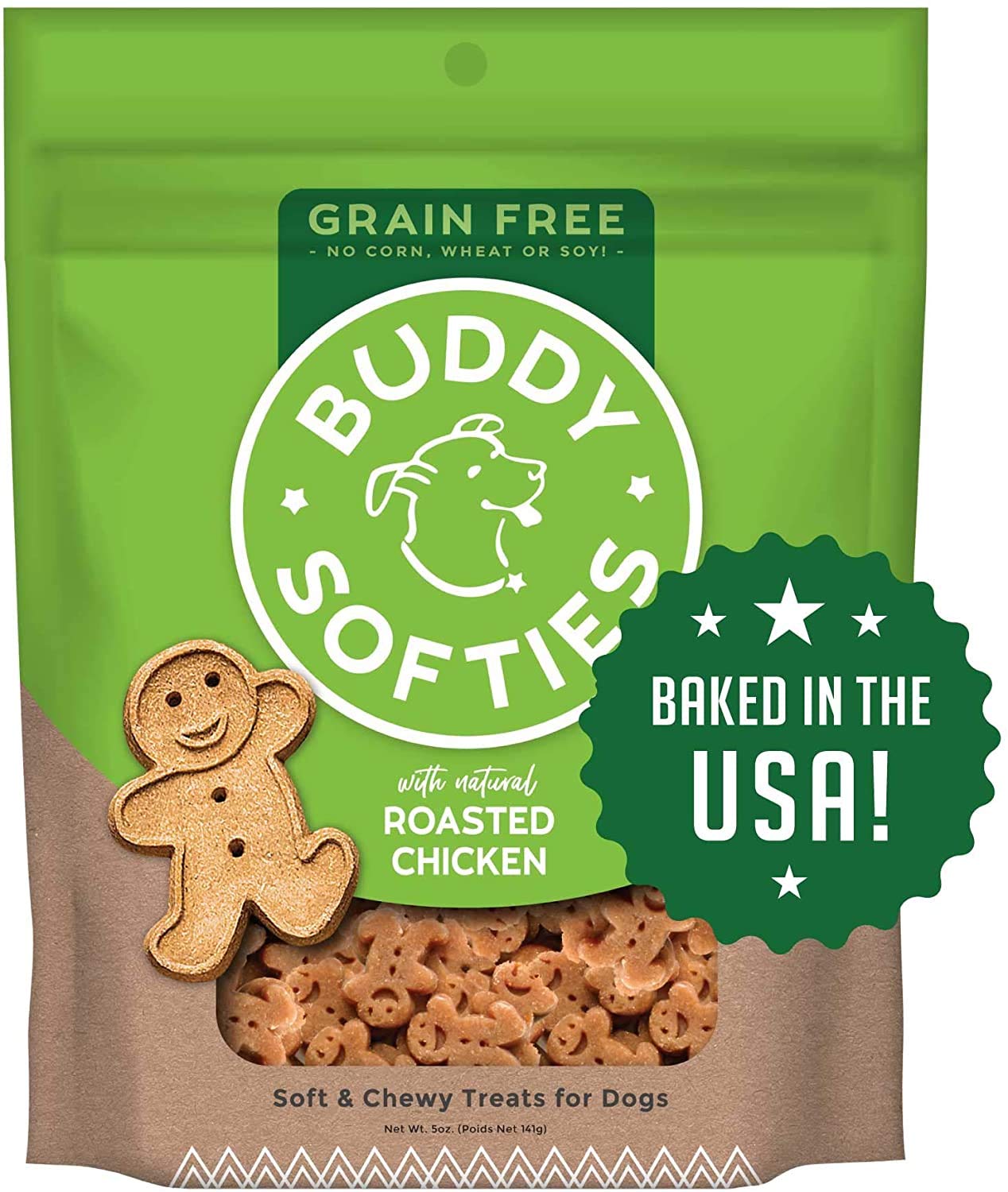 Pet Faves Buddy Biscuits grain-free roasted chicken 5 oz bag with soft chewy texture