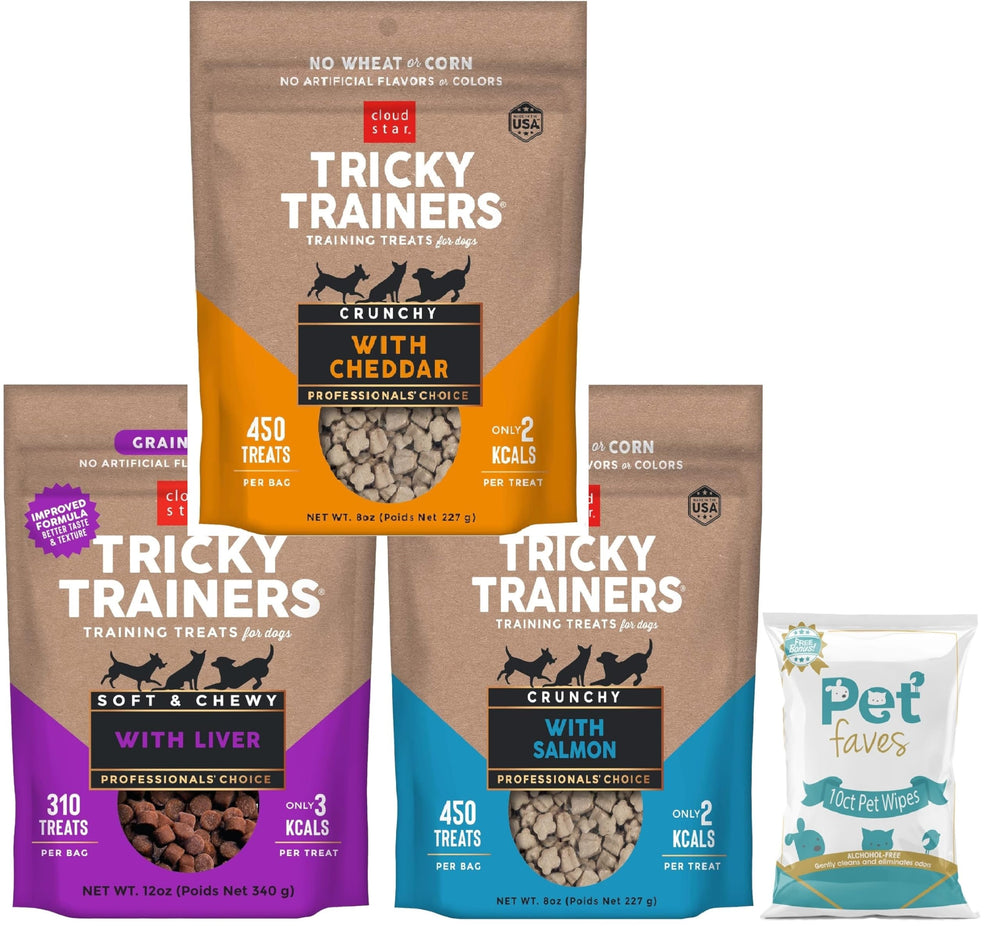 Pet Faves Cloud Star Tricky Trainers Cheddar 14oz bag for training rewards.
