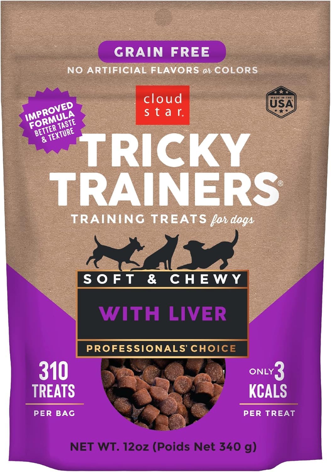 Pet Faves Cloud Star Tricky Trainers Salmon 14oz bag for variety rewards.