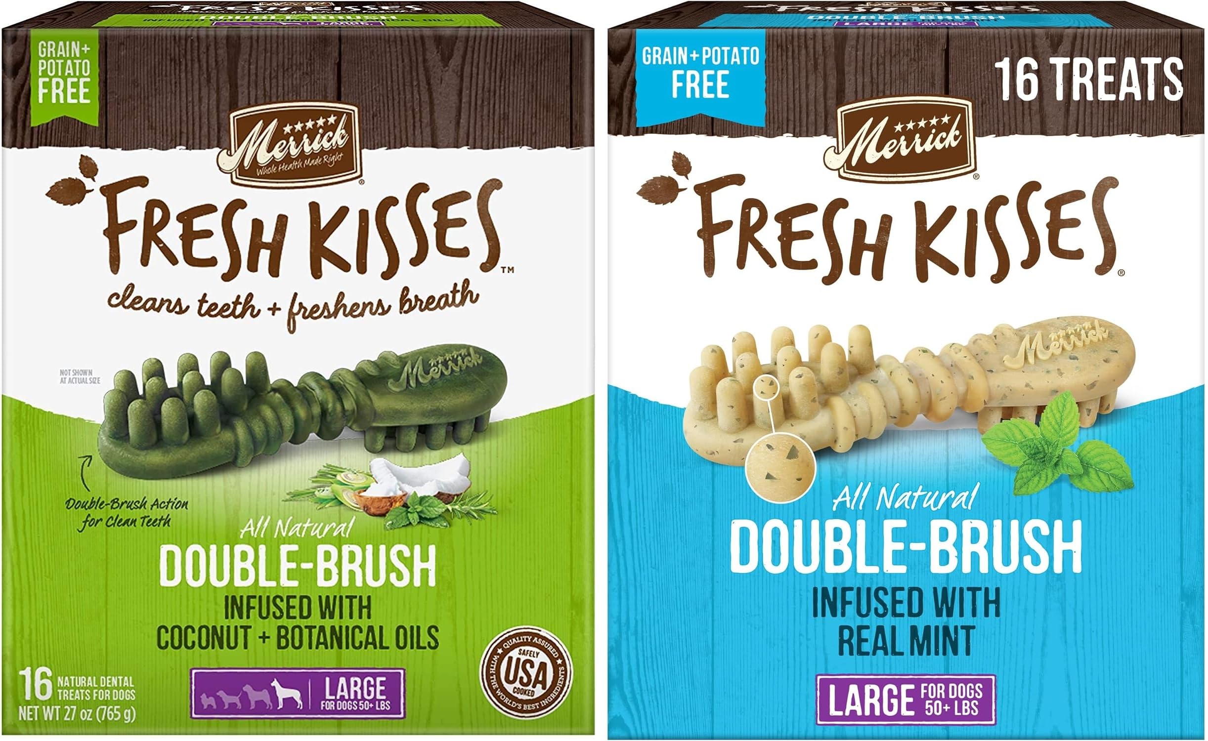 Pet Faves Merrick Fresh Kisses large-pack front view for large dogs' dental chews
