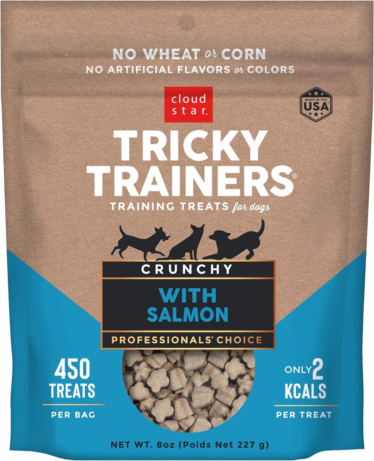 Pet Faves Tricky Trainers crunchy texture close-up for rewarding cues.