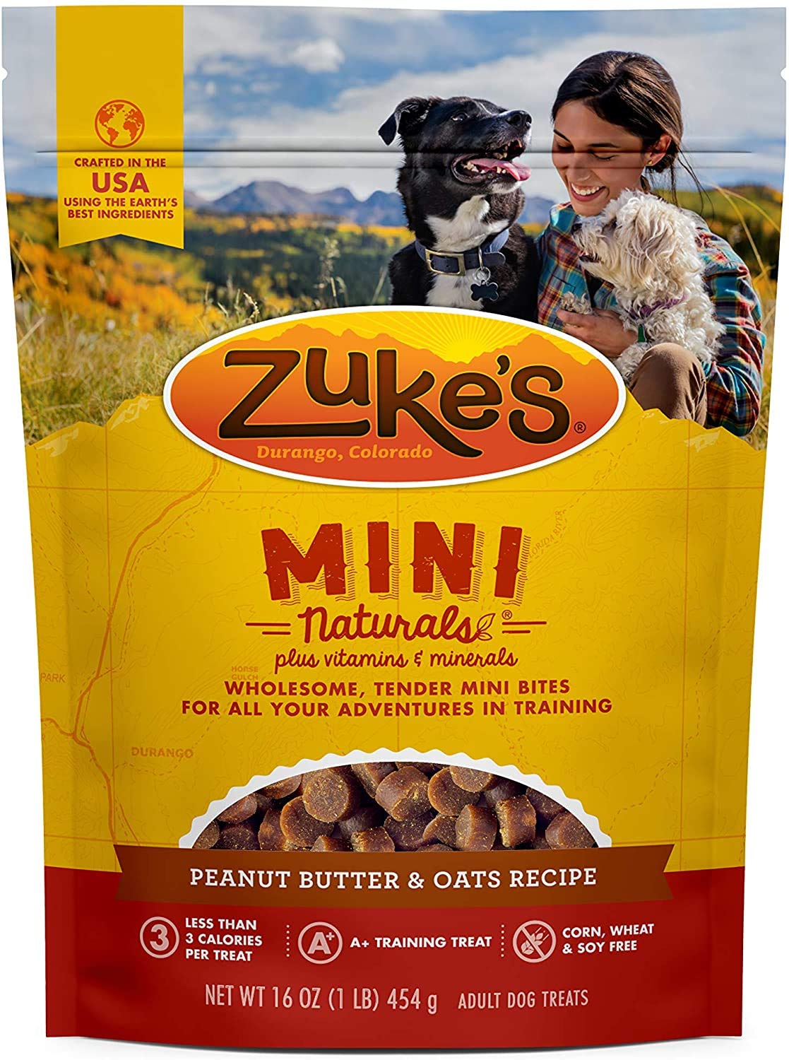 Pet Faves two-pack Zuke Minis display for convenient at-home training sessions.