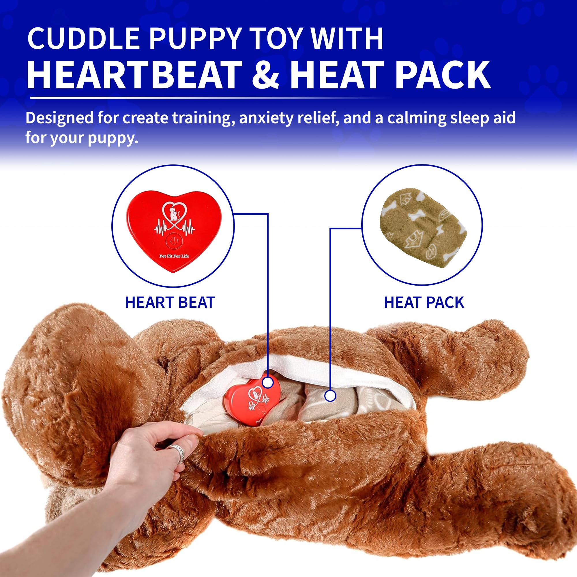 Pet Fit For Life cuddle-pup-toy-usb-rechargeable enables easy on-the-go calming warmth.