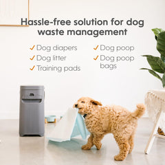 Pet Genie Pail top-handle-secures-lid enables easy carry and prevents accidental opening.