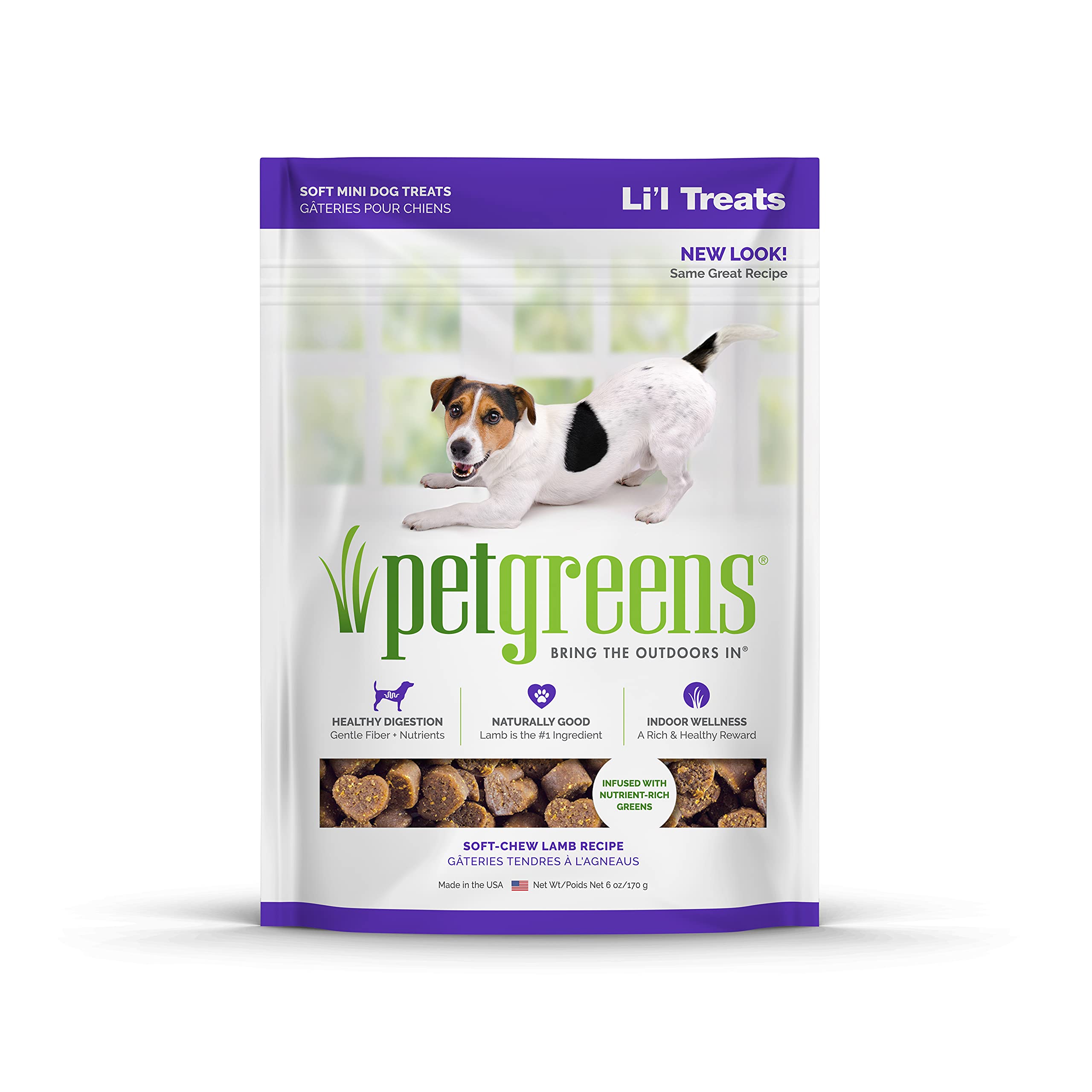 Pet Greens Li'l Treats chicken pack offers easy-to-chew puppy-friendly reward.