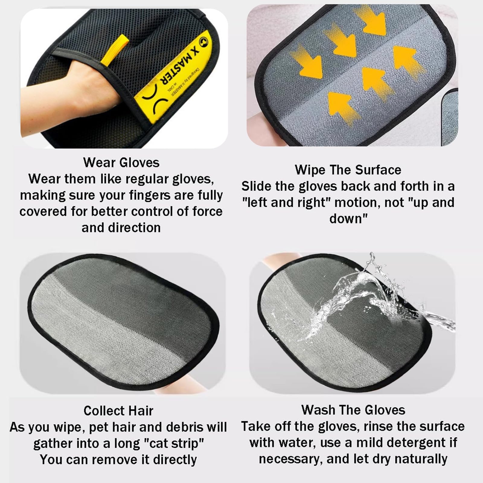 Pet Hair Removal Glove clothes use delivers gentle fabric care and hair lift.