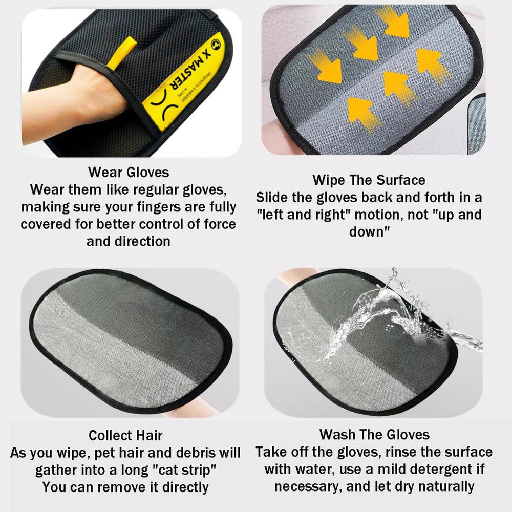 Pet Hair Removal Glove clothes use delivers gentle fabric care and hair lift.