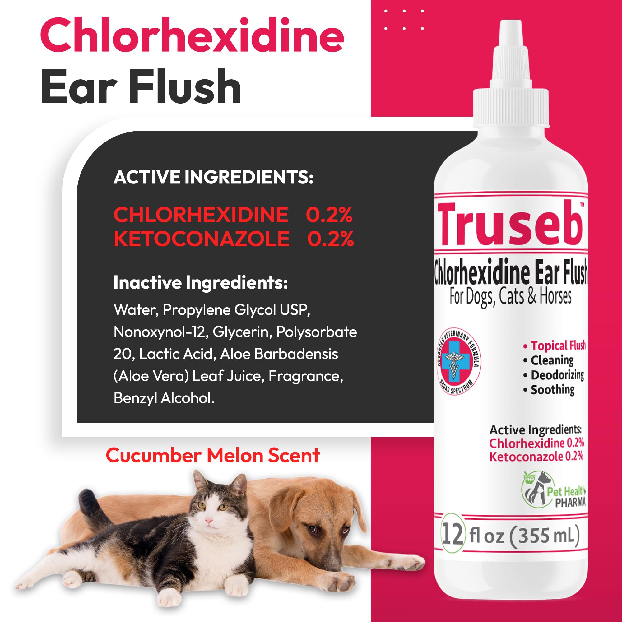 Pet Health Pharma ear cleanser dog — gentle cleansing with light scent.