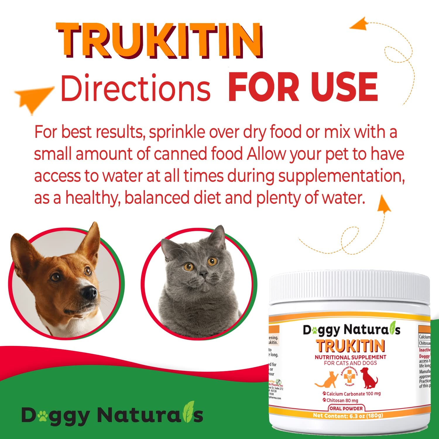 Pet Health Pharma Trukitin cat serving demonstrates tasty mix for felines.
