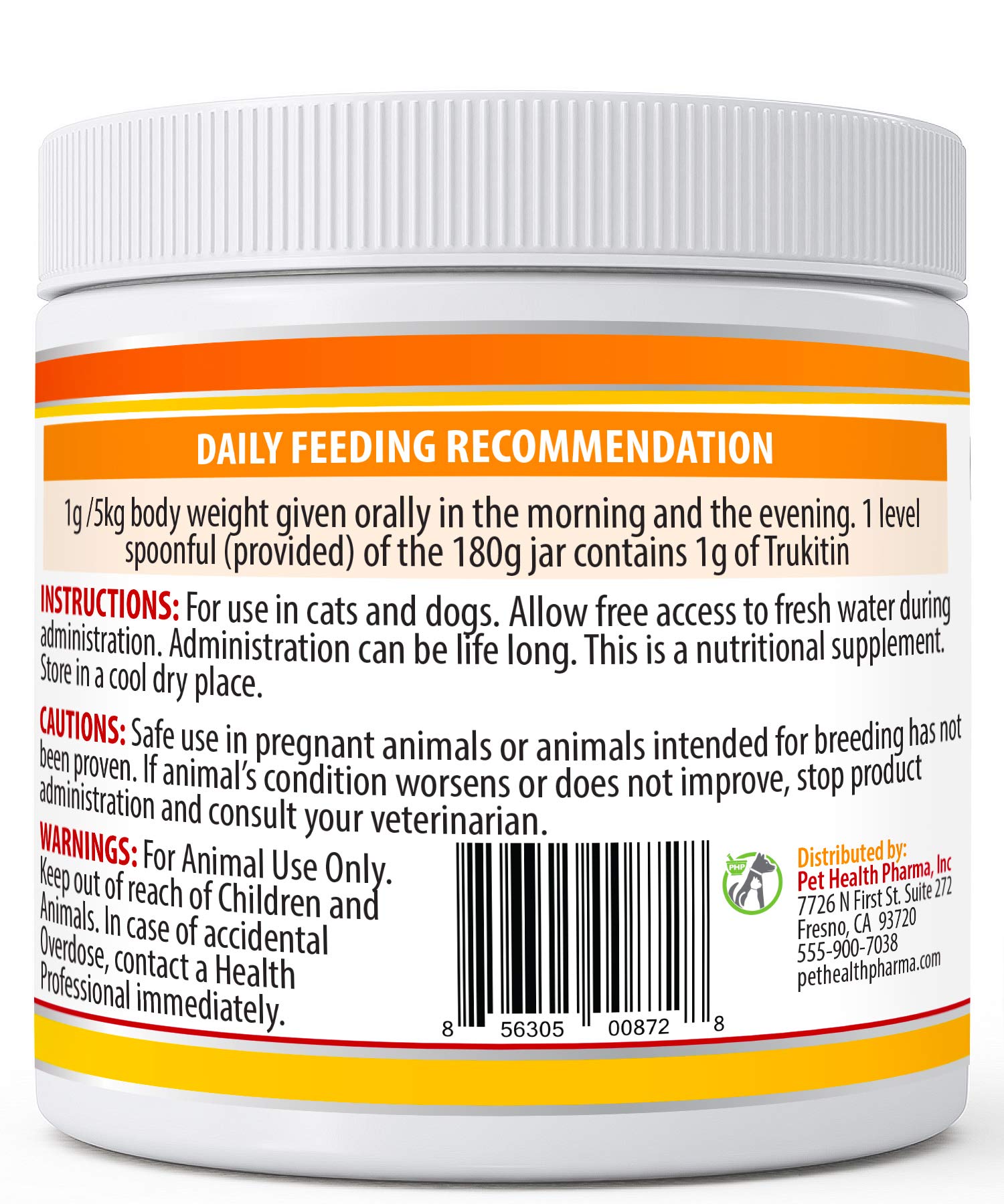 Pet Health Pharma Trukitin safety testing badge indicates independent purity checks.