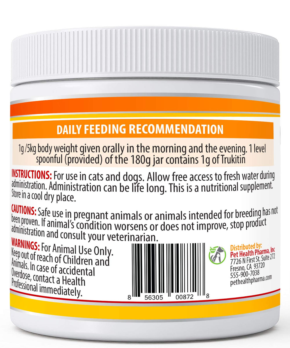 Pet Health Pharma Trukitin safety testing badge indicates independent purity checks.