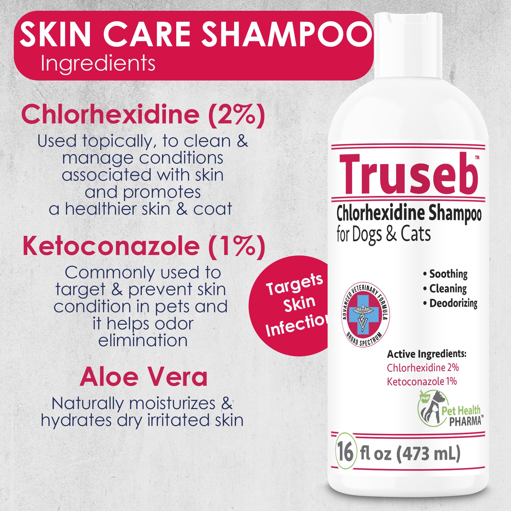 Pet Health Pharma Truseb Aloe Vera conditioner promotes moisturized, soft coats