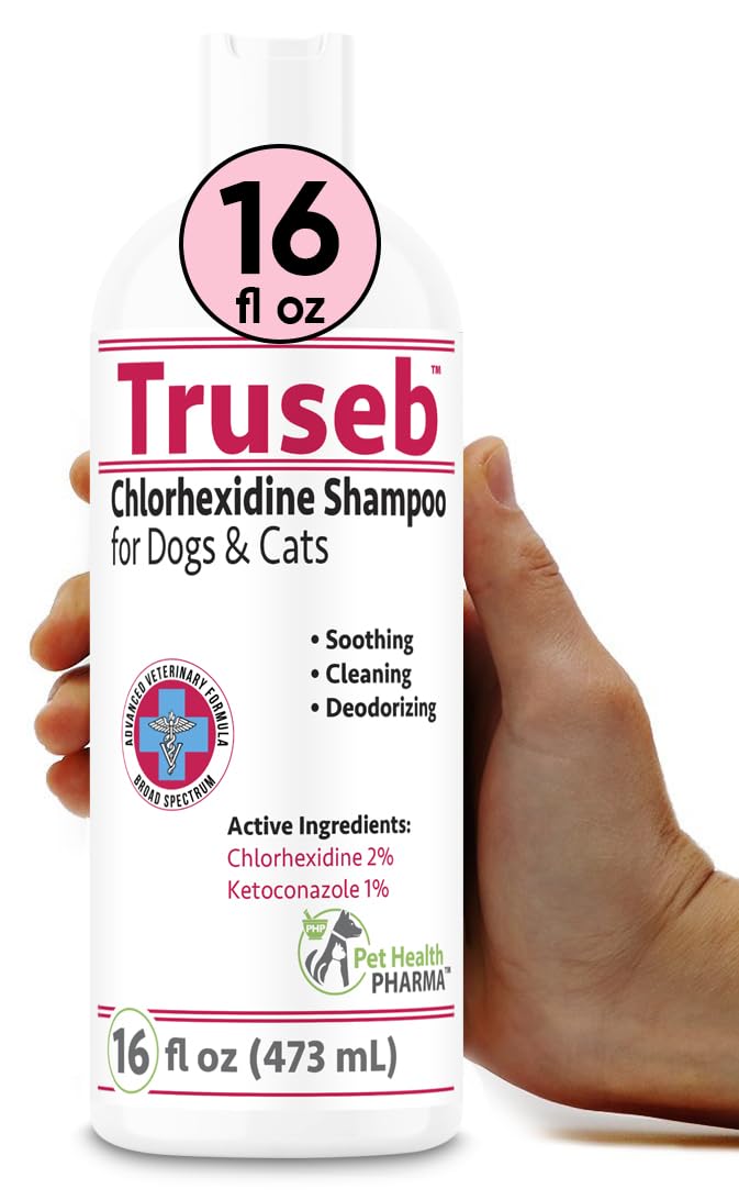 Pet Health Pharma Truseb shampoo bottle front demonstrates multi-pet cleansing formula